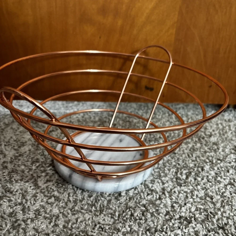 Copper Fruit Bowl with Marble Base 10